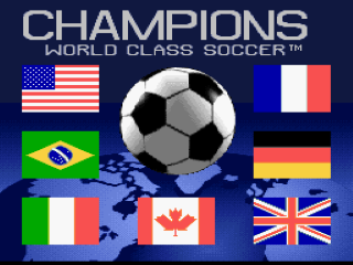 Champions World Class Soccer title screen for Super Nintendo